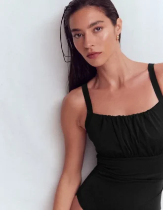 Skiathos Ruched Panel Swimsuit Black
