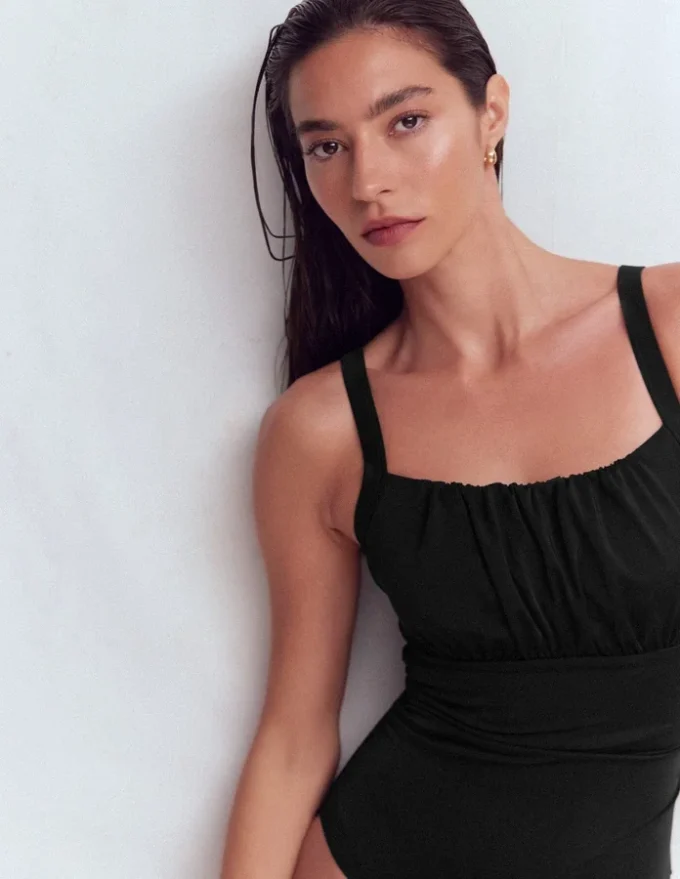 Skiathos Ruched Panel Swimsuit Black Skiathos Ruched Panel Swimsuit Black