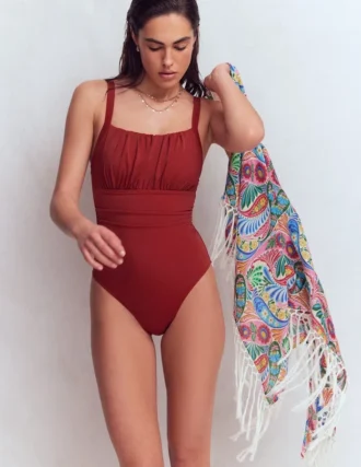 Skiathos Ruched Panel Swimsuit Paprika