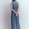 Sleeveless Denim Jumpsuit Mid Vintage Wash Sleeveless Denim Jumpsuit Mid Vintage Wash