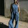 Sleeveless Denim Jumpsuit Mid Vintage Wash Sleeveless Denim Jumpsuit Mid Vintage Wash