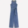 Sleeveless Denim Jumpsuit Mid Vintage Wash Sleeveless Denim Jumpsuit Mid Vintage Wash