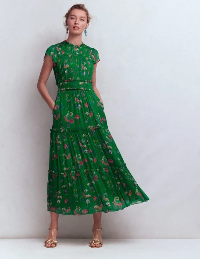 Sleeveless Ruffle Dress Bear Grass, Delicate Blossom Sleeveless Ruffle Dress Bear Grass, Delicate Blossom