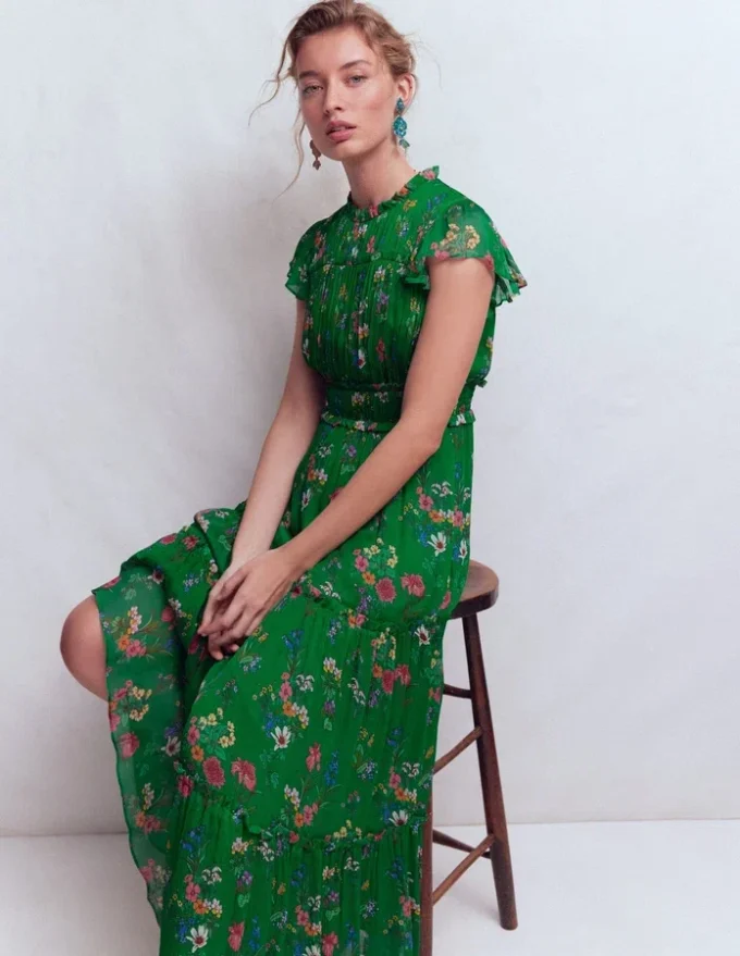 Sleeveless Ruffle Dress Bear Grass, Delicate Blossom Sleeveless Ruffle Dress Bear Grass, Delicate Blossom