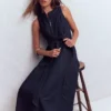 Sleeveless Zip Denim Dress Indigo Wash Sleeveless Zip Denim Dress Indigo Wash