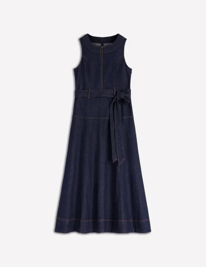Sleeveless Zip Denim Dress Indigo Wash Sleeveless Zip Denim Dress Indigo Wash