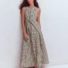 Sleeveless Zip Denim Dress Ivory and Navy Stripe Sleeveless Zip Denim Dress Ivory and Navy Stripe