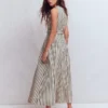 Sleeveless Zip Denim Dress Ivory and Navy Stripe Sleeveless Zip Denim Dress Ivory and Navy Stripe