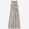 Sleeveless Zip Denim Dress Ivory and Navy Stripe Sleeveless Zip Denim Dress Ivory and Navy Stripe