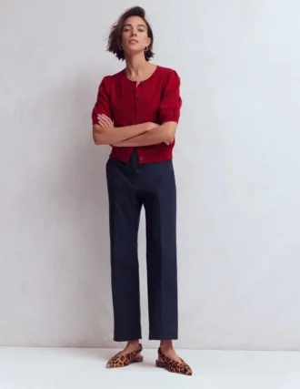 Slim Leg Cotton Pants Navy