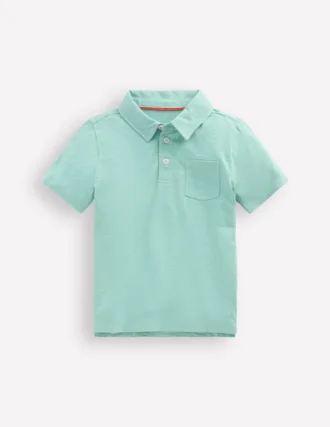 Slub Polo Shirt Aqua Sea Blue