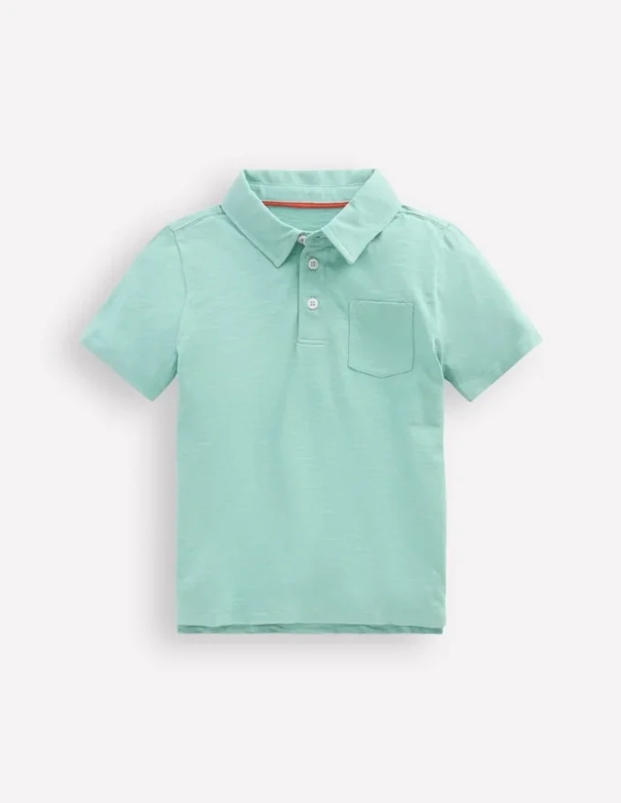 Slub Polo Shirt Aqua Sea Blue