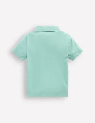 Slub Polo Shirt Aqua Sea Blue