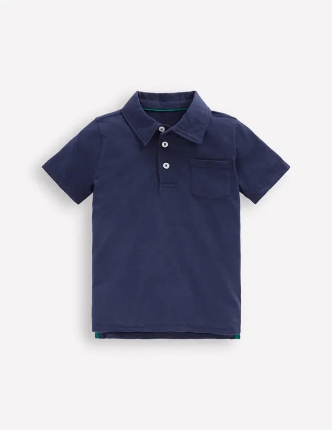 Slub Polo Shirt Blue Marl