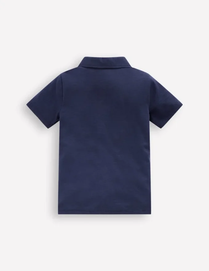 Slub Polo Shirt Blue Marl