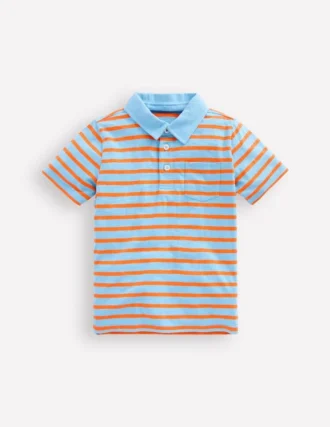Slub Polo Shirt Glacier Blue/ Firecracker Red