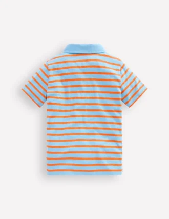 Slub Polo Shirt Glacier Blue/ Firecracker Red