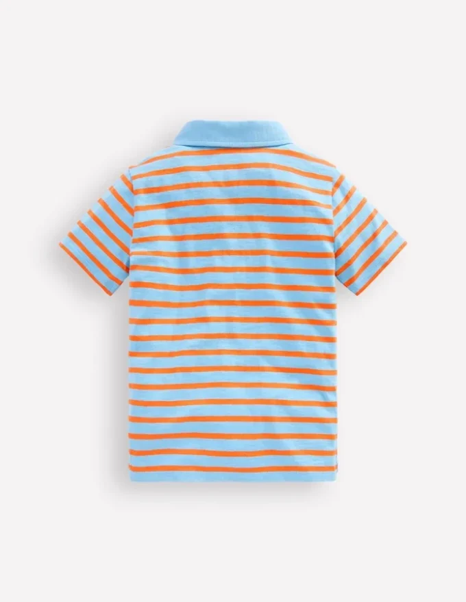 Slub Polo Shirt Glacier Blue/ Firecracker Red