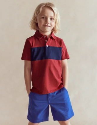 Slub Polo Shirt Jam Red / College Navy