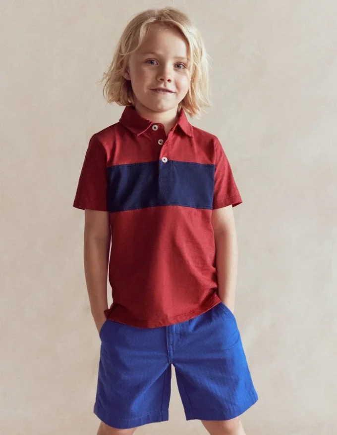 Slub Polo Shirt Jam Red / College Navy
