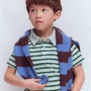 Slub Polo Shirt Misty Blue/ Pine Green