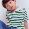 Slub Polo Shirt Misty Blue/ Pine Green