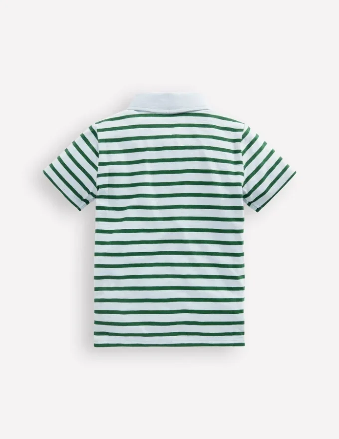 Slub Polo Shirt Misty Blue/ Pine Green