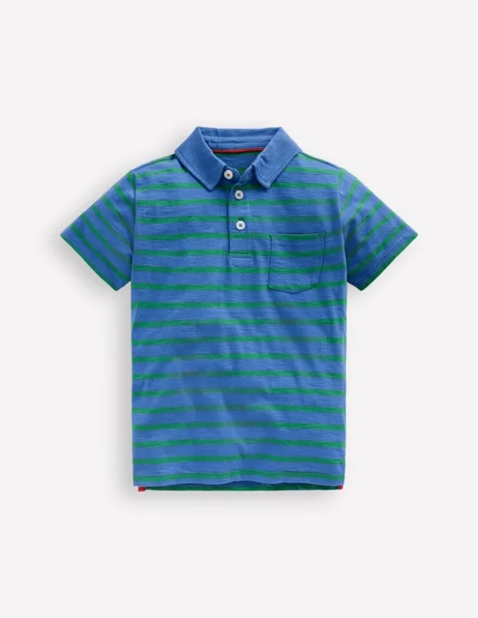 Slub Polo Shirt Regatta Blue/Shamrock Green