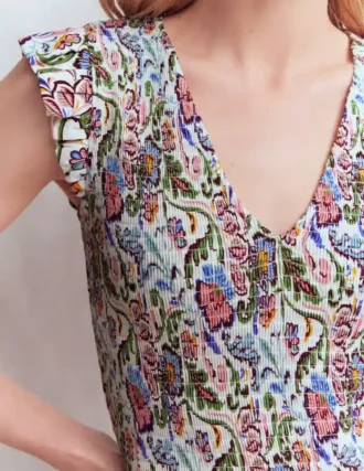 Smocked Jersey Midi Dress Multi, Flourishing Meadow