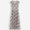 Smocked Jersey Midi Dress Multi, Flourishing Meadow Smocked Jersey Midi Dress Multi, Flourishing Meadow