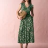 Smocked Jersey Midi Dress Promenade Green, Bloom Scatter Smocked Jersey Midi Dress Promenade Green, Bloom Scatter