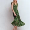 Smocked Jersey Midi Dress Promenade Green, Bloom Scatter Smocked Jersey Midi Dress Promenade Green, Bloom Scatter