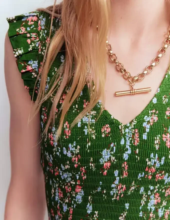 Smocked Jersey Midi Dress Promenade Green, Bloom Scatter Smocked Jersey Midi Dress Promenade Green, Bloom Scatter