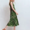 Smocked Jersey Midi Dress Promenade Green, Bloom Scatter Smocked Jersey Midi Dress Promenade Green, Bloom Scatter