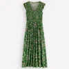 Smocked Jersey Midi Dress Promenade Green, Bloom Scatter Smocked Jersey Midi Dress Promenade Green, Bloom Scatter