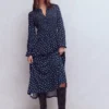 Smocked Jersey Shirt Dress French Navy, Painted Dot Smocked Jersey Shirt Dress French Navy, Painted Dot