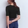 Smocked V Neck Top Black Smocked V Neck Top Black