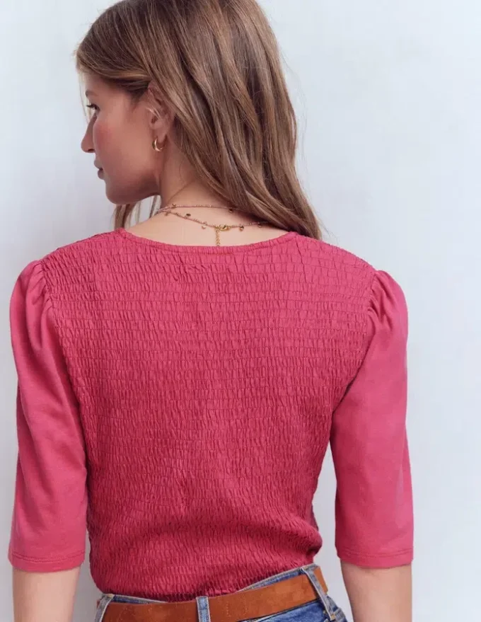 Smocked V Neck Top Malaga Smocked V Neck Top Malaga