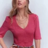 Smocked V Neck Top Malaga Smocked V Neck Top Malaga