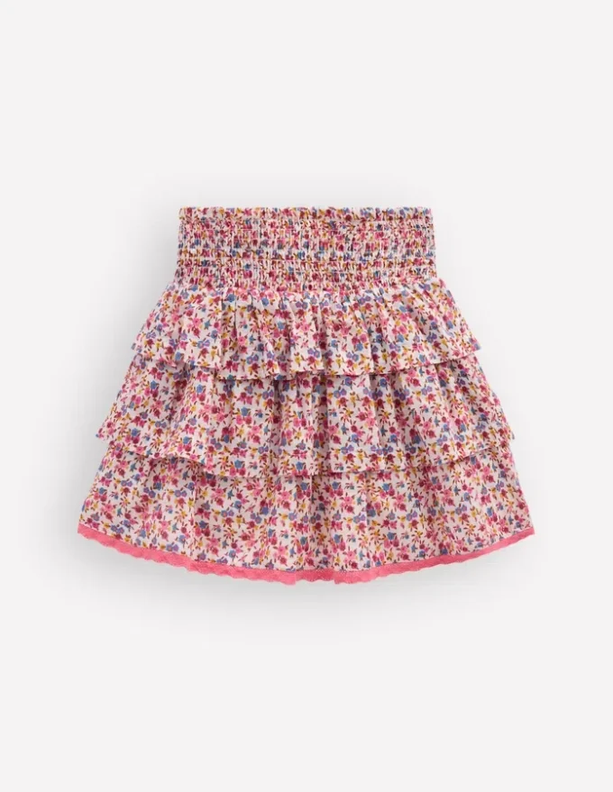 Smocked Waist Ruffle Skirt Neon Pink Ditsy Floral Smocked Waist Ruffle Skirt Neon Pink Ditsy Floral