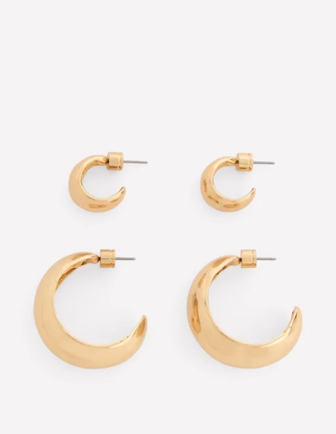 Smooth Dome 2-pack Earrings Gold Colour