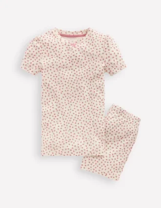 Snug Fit Pointelle Pyjamas Soft Ivory Floral