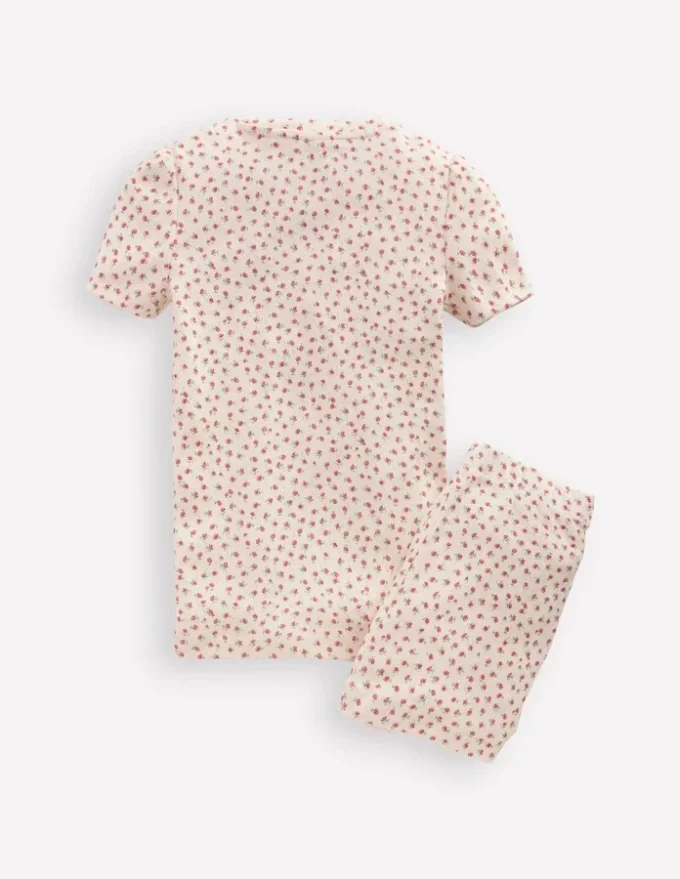 Snug Fit Pointelle Pyjamas Soft Ivory Floral