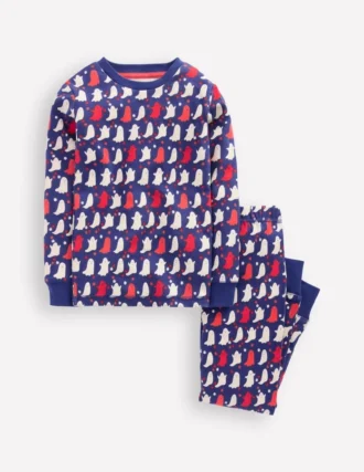 Snug Glow-in-the-dark Pajamas Twilight Blue Spooky Ghosts