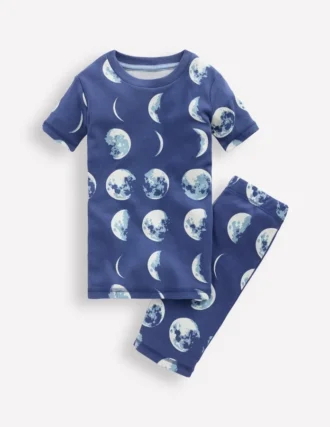 Snug Short John Glow Pyjamas Navy Moon Phases