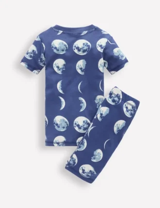 Snug Short John Glow Pyjamas Navy Moon Phases
