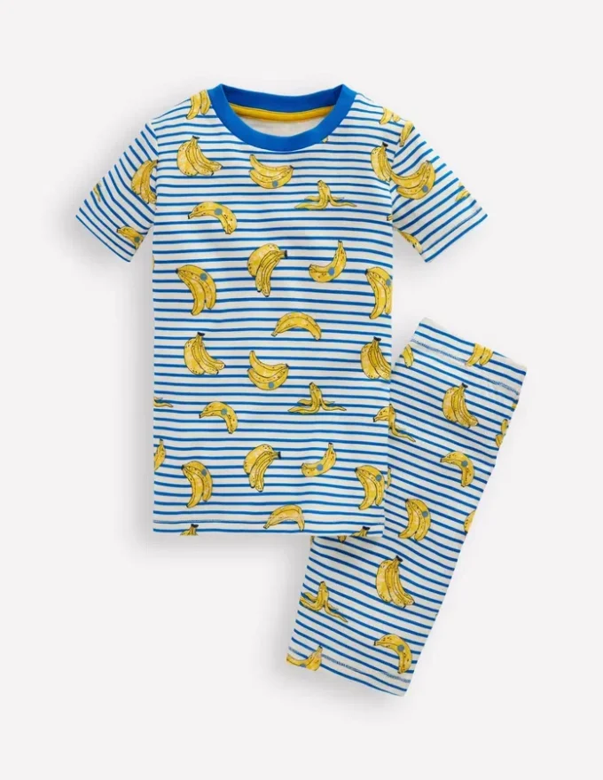 Snug Short John Pajamas Multi Banana Stripe Snug Short John Pajamas Multi Banana Stripe