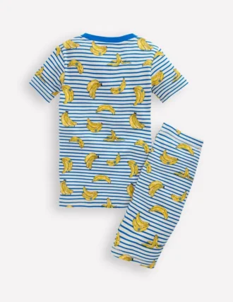 Snug Short John Pajamas Multi Banana Stripe