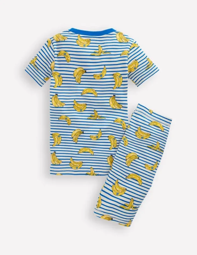 Snug Short John Pajamas Multi Banana Stripe Snug Short John Pajamas Multi Banana Stripe