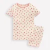 Snug Short John Pyjamas Almond Pink Strawberry Stripe